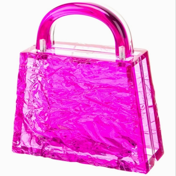 Fuchsia Pink Handbag Crushed Ice Texture - Picture 2 of 7